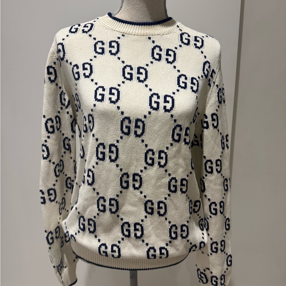 *ONE DAY SALE* Gucci Cream and Navy Crewneck Sweater